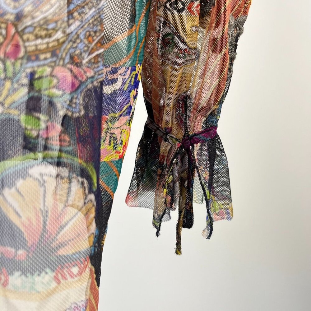 $328 NWOT Johnny Was Mazzy Poet Mesh Floral Embroidered Blouse Top Size S - Picture 10 of 15